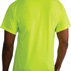Army Navy Store Shirts Safety Green Moisture Wicking Pocket T-Shirt Short Sleeve Performance Shirt