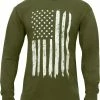 Army Navy Store Olive Drab - US Flag Long Sleeve T-Shirt Shirts
