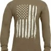 Army Navy Store Shirts Coyote Brown - US Flag Long Sleeve T-Shirt