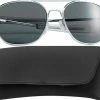 Army Navy Store Sunglasses / Goggles / Optics Chrome - Military GI Style 58mm Pilots Aviator Sunglasses With Case - Smoke Lenses