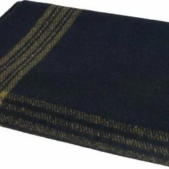 Army Navy Store Blankets Navy Blue/Gold Striped Wool Blanket