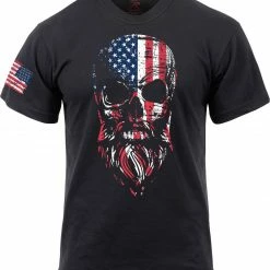 Army Navy Store Black - US Flag Bearded Skull T-Shirt Shirts