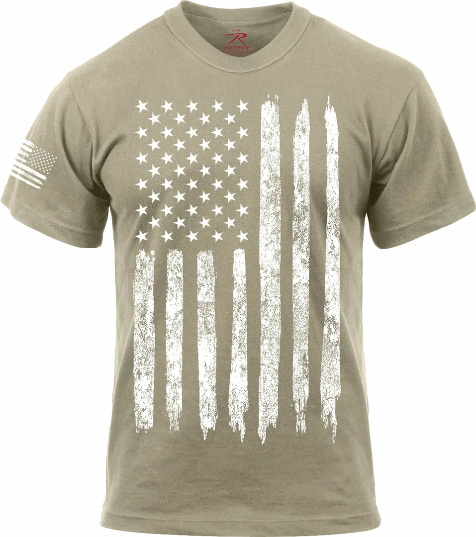 Army Navy Store Desert Sand - Distressed US Flag Athletic Fit T-Shirt 3 Army Navy Store Desert Sand - Distressed US Flag Athletic Fit T-Shirt