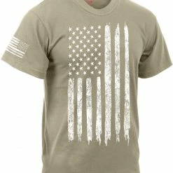 Army Navy Store Desert Sand - Distressed US Flag Athletic Fit T-Shirt