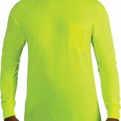Army Navy Store Safety Green Moisture Wicking Pocket T-Shirt Long Sleeve Performance Shirt