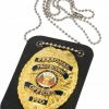 Army Navy Store Low Profile Leather Badge Holder With Chain