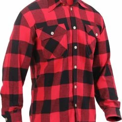 Rothco Red - Buffalo Plaid Lightweight Brawny Flannel Shirt