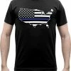 Army Navy Store Shirts Black - Thin Blue Line America Map T-Shirt