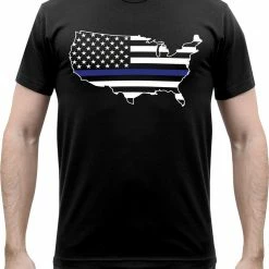 Army Navy Store Shirts Black - Thin Blue Line America Map T-Shirt