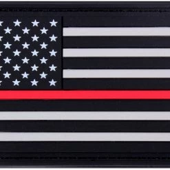 Rothco Thin Red Line Support The Firefighters US Flag PVC Patch 1-7/8" X 3-3/8" Patches