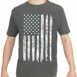 Army Navy Store Charcoal Grey - Distressed US Flag Athletic Fit T-Shirt Shirts