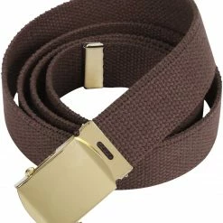 Rothco Belts / Suspenders Brown - Military Web Belt With Gold Brass Buckle