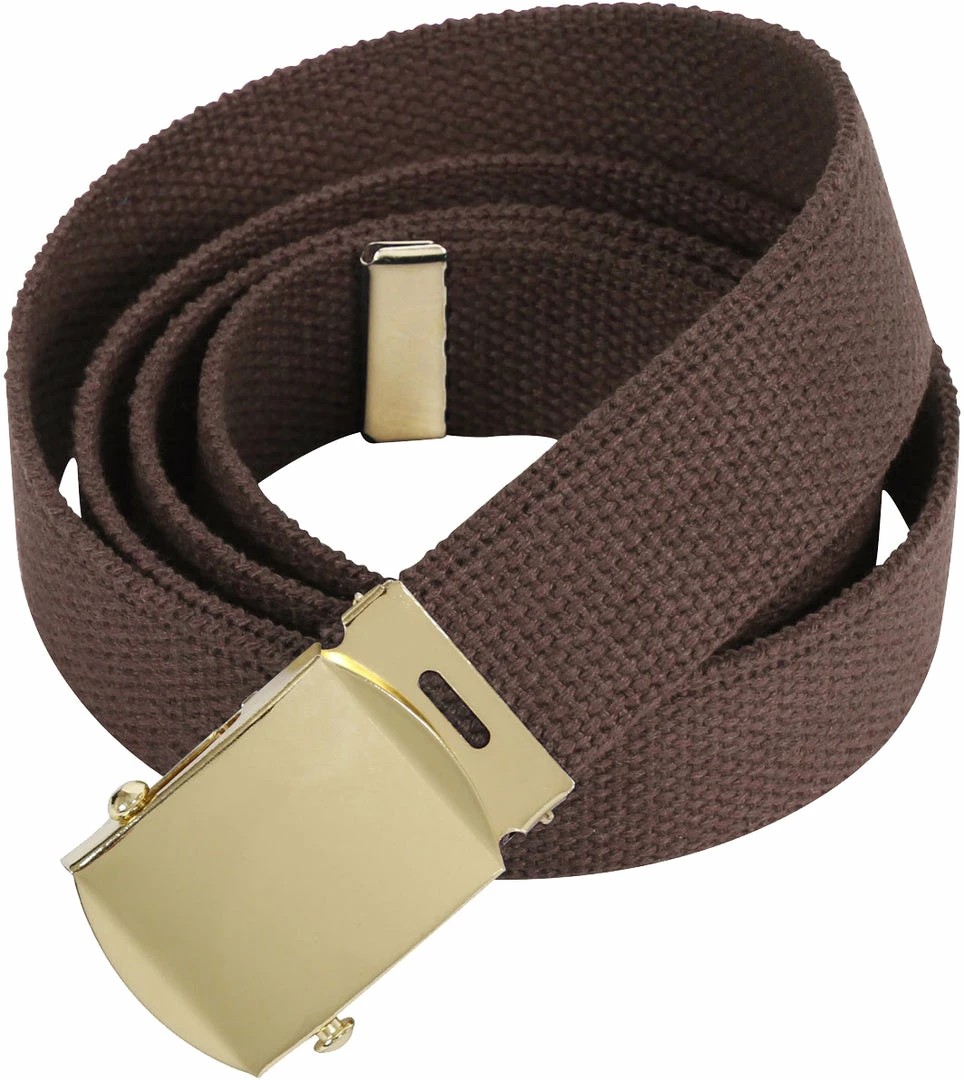 Rothco Belts / Suspenders Brown - Military Web Belt With Gold Brass Buckle 3 Rothco Belts / Suspenders Brown - Military Web Belt With Gold Brass Buckle