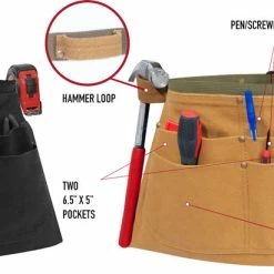 Army Navy Store Canvas Waist Work Apron Garden, Woodwork Tool Waist Apron With Six Pouches