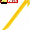 Army Navy Store 240 Pack Yellow Tent Stakes 9" Plastic Pegs Outdoor Camping Garden Pins Non Rust Bags