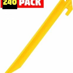 Army Navy Store 240 Pack Yellow Tent Stakes 9" Plastic Pegs Outdoor Camping Garden Pins Non Rust Bags