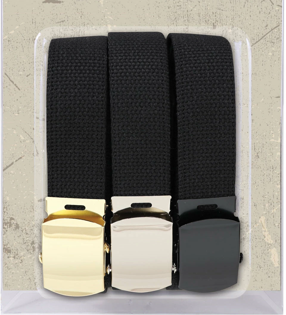 Rothco Black Military Web Belts 100% Cotton Adjustable Belt With Slider Buckle 54" - 3PACK 3 Rothco Black Military Web Belts 100% Cotton Adjustable Belt With Slider Buckle 54" - 3PACK