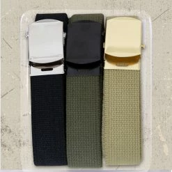 Rothco Military Web Belts 100% Cotton Adjustable Belt With Slider Buckle 54" - 3PACK Belts / Suspenders