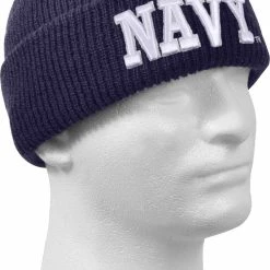 Army Navy Store Headwear Black Deluxe Acrylic Embroidered Navy Watch Cap
