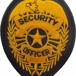 None Law Enforcement Gear Gold SECURITY OFFICER Badge Iron/Sew On Patch