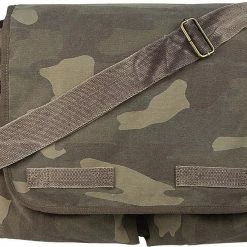 None Woodland Camouflage Military Heavyweight Canvas Classic Messenger Bag Bags