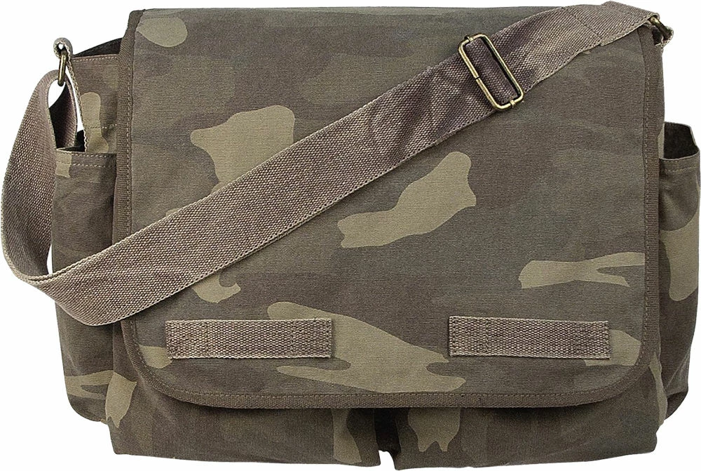 None Woodland Camouflage Military Heavyweight Canvas Classic Messenger Bag Bags 3 None Woodland Camouflage Military Heavyweight Canvas Classic Messenger Bag Bags