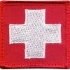 None White Cross Red Embroidered Morale Patch 1-7/8" X 1-7/8"
