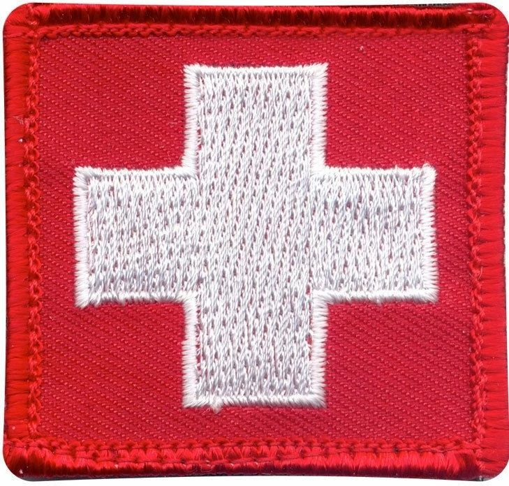 None White Cross Red Embroidered Morale Patch 1-7/8" X 1-7/8" 3 None White Cross Red Embroidered Morale Patch 1-7/8" X 1-7/8"