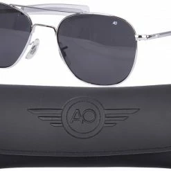 Sunglasses / Goggles / Optics AO Eyewear Chrome Aviators 55mm Grey Lenses Polarized Air Force Pilot Sunglasses