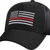 Army Navy Store Black - Thin Red Line Mesh Back Tactical Cap