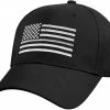 Rothco Black - Thin Silver Line Flag Low Pro Cap Headwear