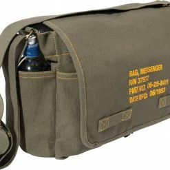 Army Navy Store Bags Olive Drab - Heavyweight Canvas Classic Messenger Bag With Military Stencil