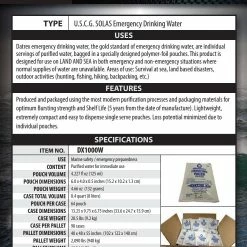 Bags DATREX Water Pouches Emergency Survival Disaster Compact Sachets 125ml 64-Pack