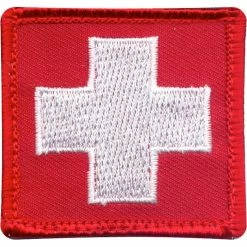 Rothco White Cross On Red Patch With Hook Back