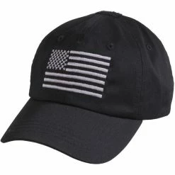 Rothco Black - US Flag Military Adjustable Tactical Operator Cap Headwear