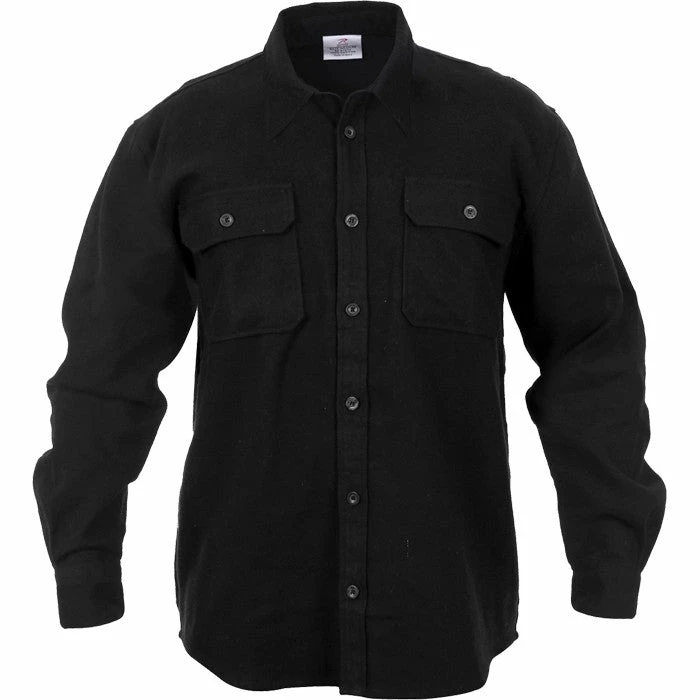 Rothco Shirts Black - Heavy Weight Solid Flannel Shirt 5 Rothco Shirts Black - Heavy Weight Solid Flannel Shirt