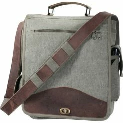 Army Navy Store Vintage Olive Drab - Vintage Canvas M-51 Engineers Field Journey Bag With Leather Accents