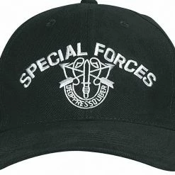 Rothco Black - SPECIAL FORCES Adjustable Cap With Special Forces Emblem Headwear