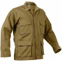 Rothco Shirts Coyote Brown - Military BDU Shirt - Polyester Cotton Twill