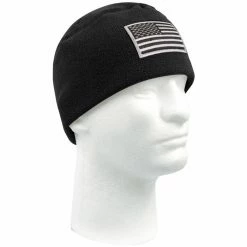 Army Navy Store Black - Military Polar Fleece Watch Cap With Patch Attachment