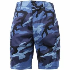 Rothco Sky Blue Camouflage - Military Cargo BDU Shorts - Polyester Cotton Twill