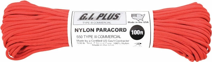 Rothco Paracord / Rope / Rappelling Gear Red - Military Grade 550 LB Tested Type III Paracord Rope 100' - Nylon USA Made 3 Rothco Paracord / Rope / Rappelling Gear Red - Military Grade 550 LB Tested Type III Paracord Rope 100' - Nylon USA Made