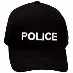 Rothco Black - Law Enforcment POLICE Adjustable Cap With White Lettering Headwear
