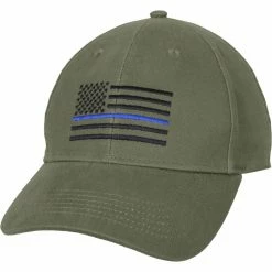 Rothco Olive Drab - Support The Police Blue Line Flag Adjustable Low Profile Cap Headwear