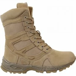 Rothco Tan - Mountaineer Sole Military Desert Deployment Boots With Side Zipper - Leather 9 In.
