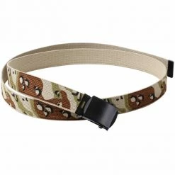 Rothco Desert Camouflage Six Color - Military Web Belt With Black Buckle 54 In. Belts / Suspenders