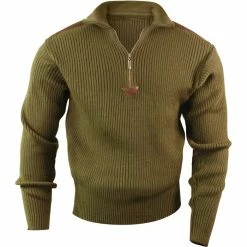 Rothco Olive Drab - Military Style Commando Sweater With Zipper - Acrylic Sweaters / Hoodies