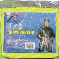 Rothco Neon Green - Hooded Pocket Ponchos - Vinyl Rainwear