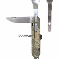 Rothco ACU Digital Camouflage - Foreign Legion 5 In 1 Chow Kit With Fork Spoon Knife Cork Screw Can Opener Camping / Survival Gear