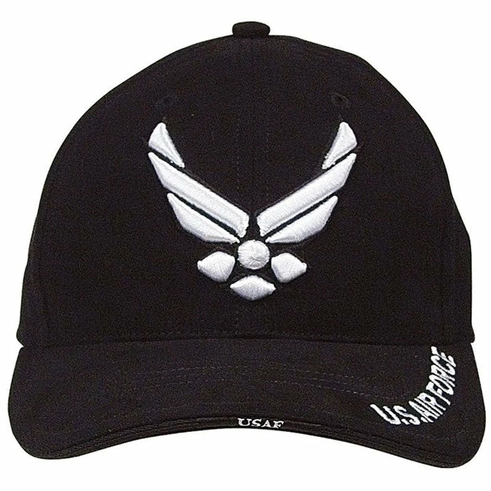 Rothco Headwear Black - US AIR FORCE Deluxe Adjustable Cap With US Air Force Emblem 3 Rothco Headwear Black - US AIR FORCE Deluxe Adjustable Cap With US Air Force Emblem